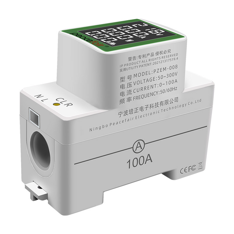 Đồng hồ đo dòng điện Peacefair hiển thị 4 thông số, chức năng đo điện áp AC 300V/100A màn hình kỹ thuật số