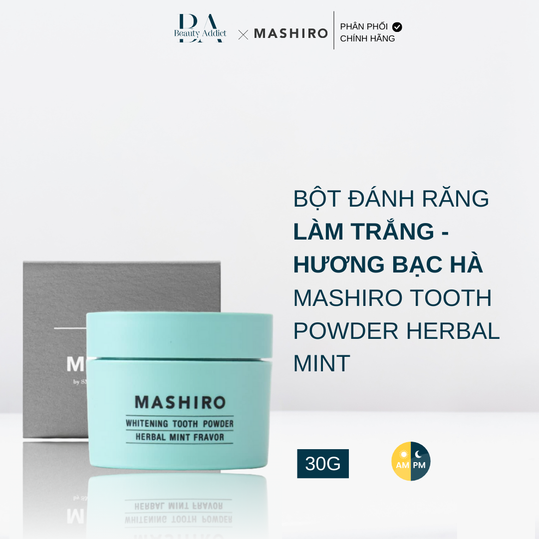 Bột đánh răng làm trắng mùi thảo dược bạc hà Mashiro Tooth Powder Herbal Mint