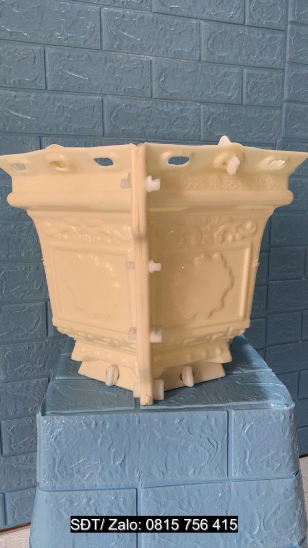 Khuôn chậu lục giác 30cm , khuôn đầy đủ lòng trong, đa dạng hoa văn, dễ dàng thi công