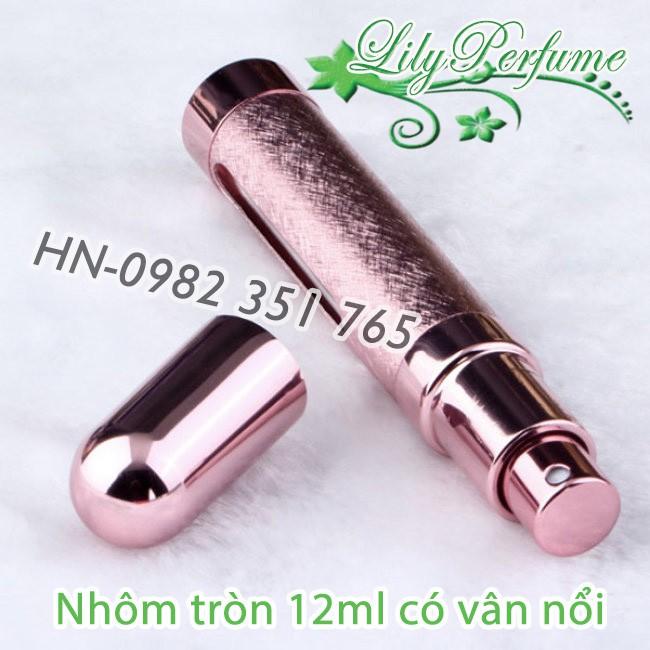 Lọ chiết nước hoa 12ml nhôm tròn có vân nổi