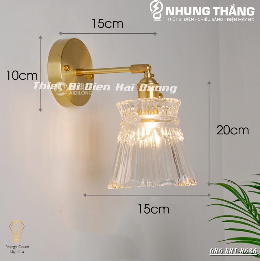 Nhiều Mẫu - Đèn Trang Trí Gắn Tường Decor DT-502 - Chao Thủy Tinh - Tô Điểm Thêm Vẻ Đẹp Cho Ngôi Nhà - Kèm Bóng 3 Chế Độ
