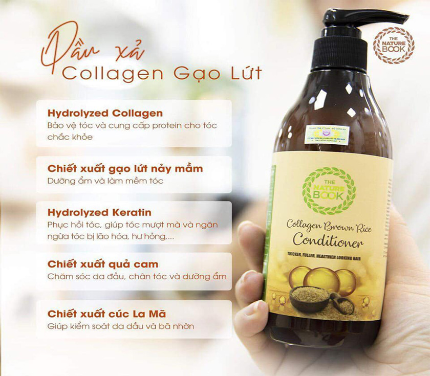 Dầu Xả Collagen Gạo Lứt The Nature Book Collagen Brown Rice Conditioner 300ml