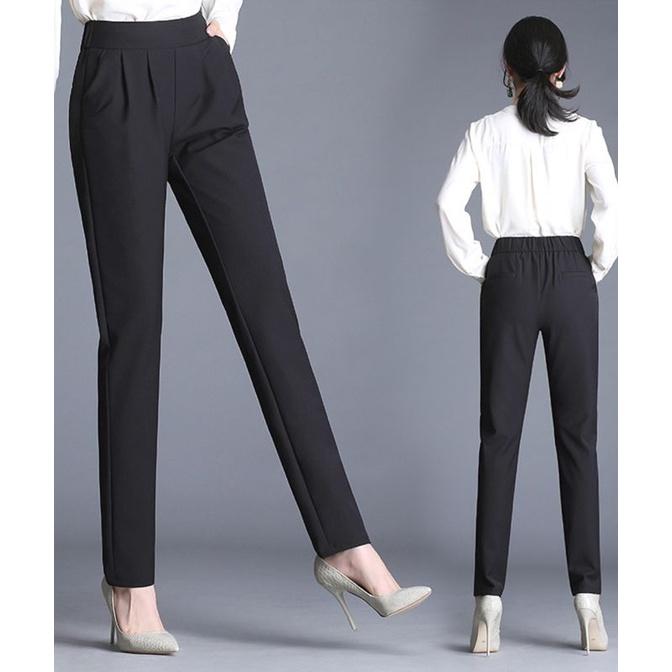 Đến 75kg - Quần tây đen nữ thun tăm co dãn mạnh, dày dặn, thích hợp cả người lớn tuổi,trung niên mặc nhà, đi dạo