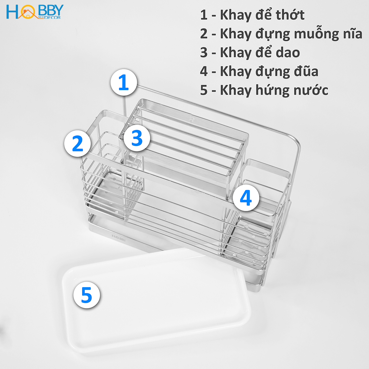 Kệ đựng đũa muỗng dao thớt đa năng Hobby Home Decor KDMT4 chất liệu Inox 304 không rỉ