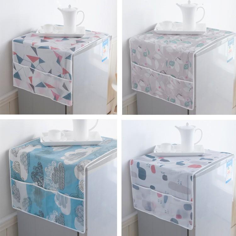 Tấm phủ tủ lạnh, máy giặt, lò vi sóng in hình dễ thương, bảo vệ tủ chống bụi bẩn, chống thấm nước có túi bên hông đựng đồ tiện lợi - giao mẫu ngẫu nhiên - GDHN Loại Tốt