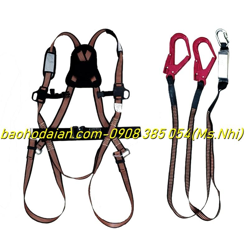 Dây an toàn toàn thân Kujie Hàn Quốc, 02 móc NHÔM to, bảo vệ người lao động làm việc trên cao- Hình thật