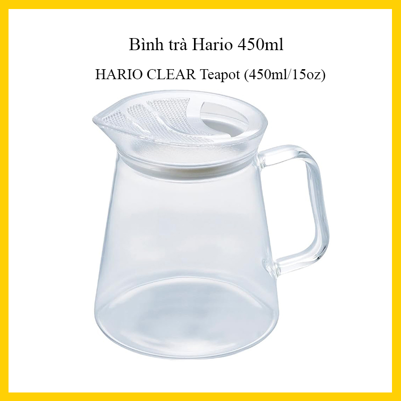 Bình trà thủy tinh Hario 450ml nắp có lưới lọc trong suốt | Hario Teapot Clear 450ml FNC-45-T