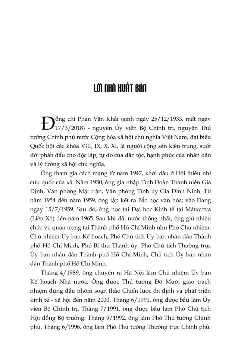 Thủ Tướng Phan Văn Khải Và Những Quyết Sách Chiến Lược - ST