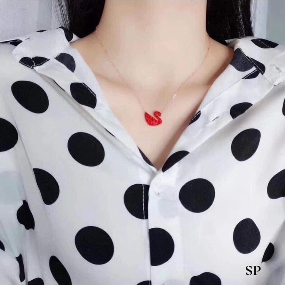 Dây chuyền bạc hình con thiên nga sợi mảnh dễ thương cho nữ,phụ kiện trang sức,MS120,vàng bạc an chi