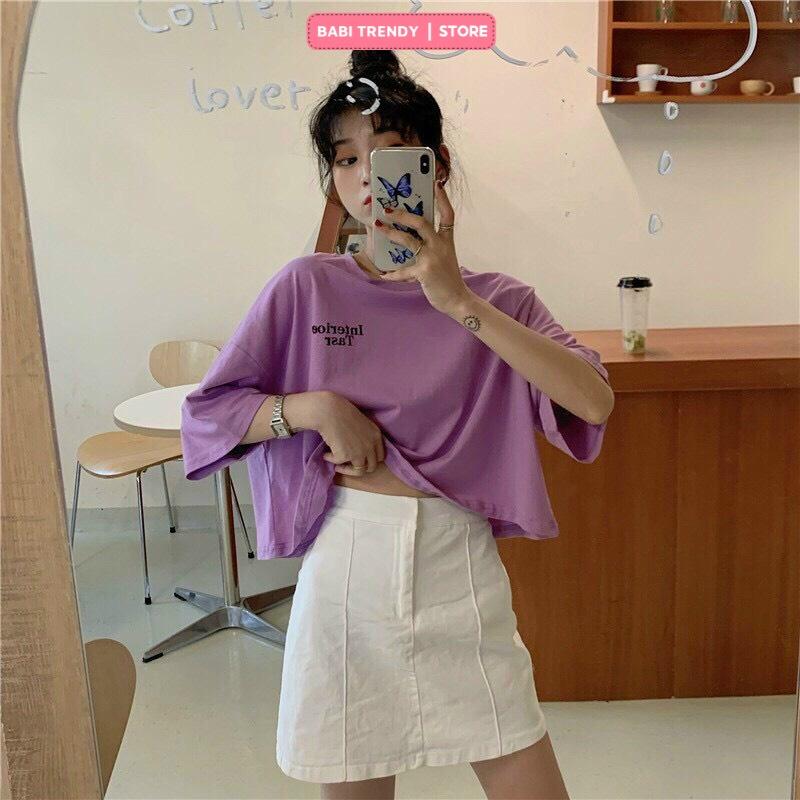 Áo Croptop Nữ Tay Lỡ Form Rộng Kiểu Ulzzang Chất Cotton Thoảng Mát - Babi Trendy CRI03