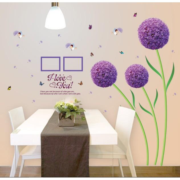 Decal trang trí tường - Bồ Công Anh Tím khung hình 02