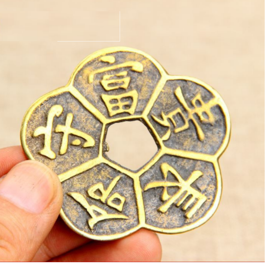 Đồng tiền hoa mai 5 cánh- phụ kiện phong thủy, cầu tài lộc-  206570