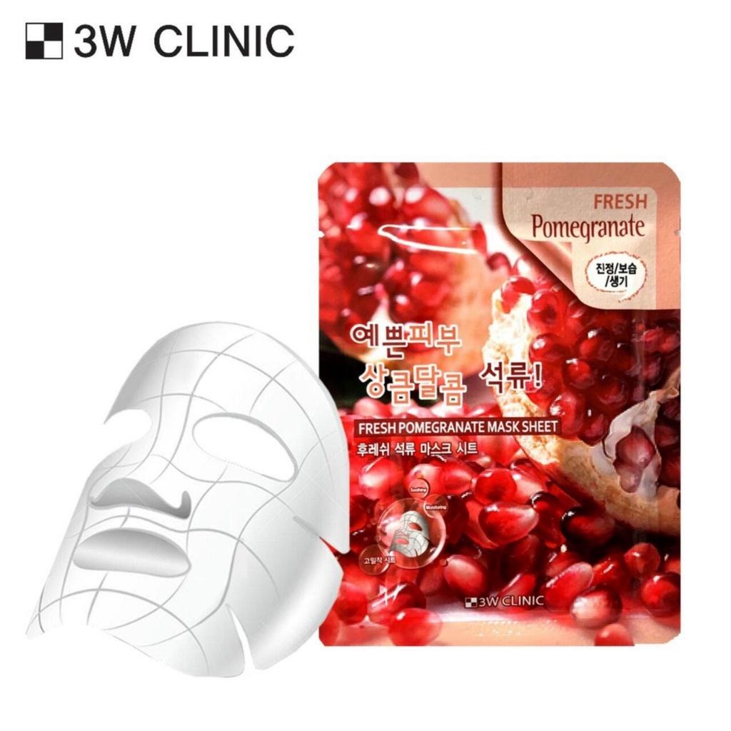 Mặt Nạ 3W Clinic Fresh Pomegranate Mask Sheet Dưỡng Trắng Chiết Xuất Lựu 23ml