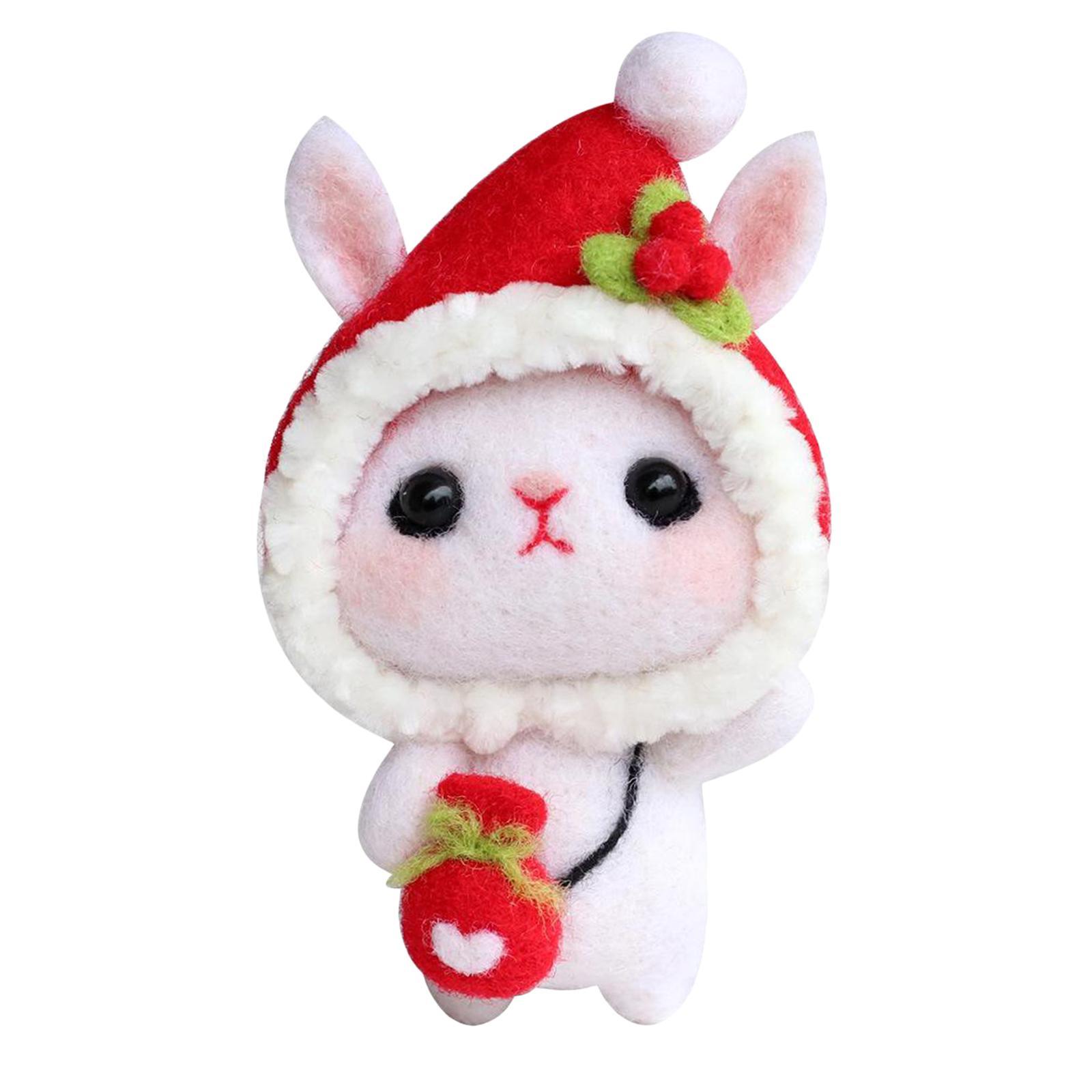 DIY Felting Animal Kit Wool Rabbit Felt Felting Starter Red