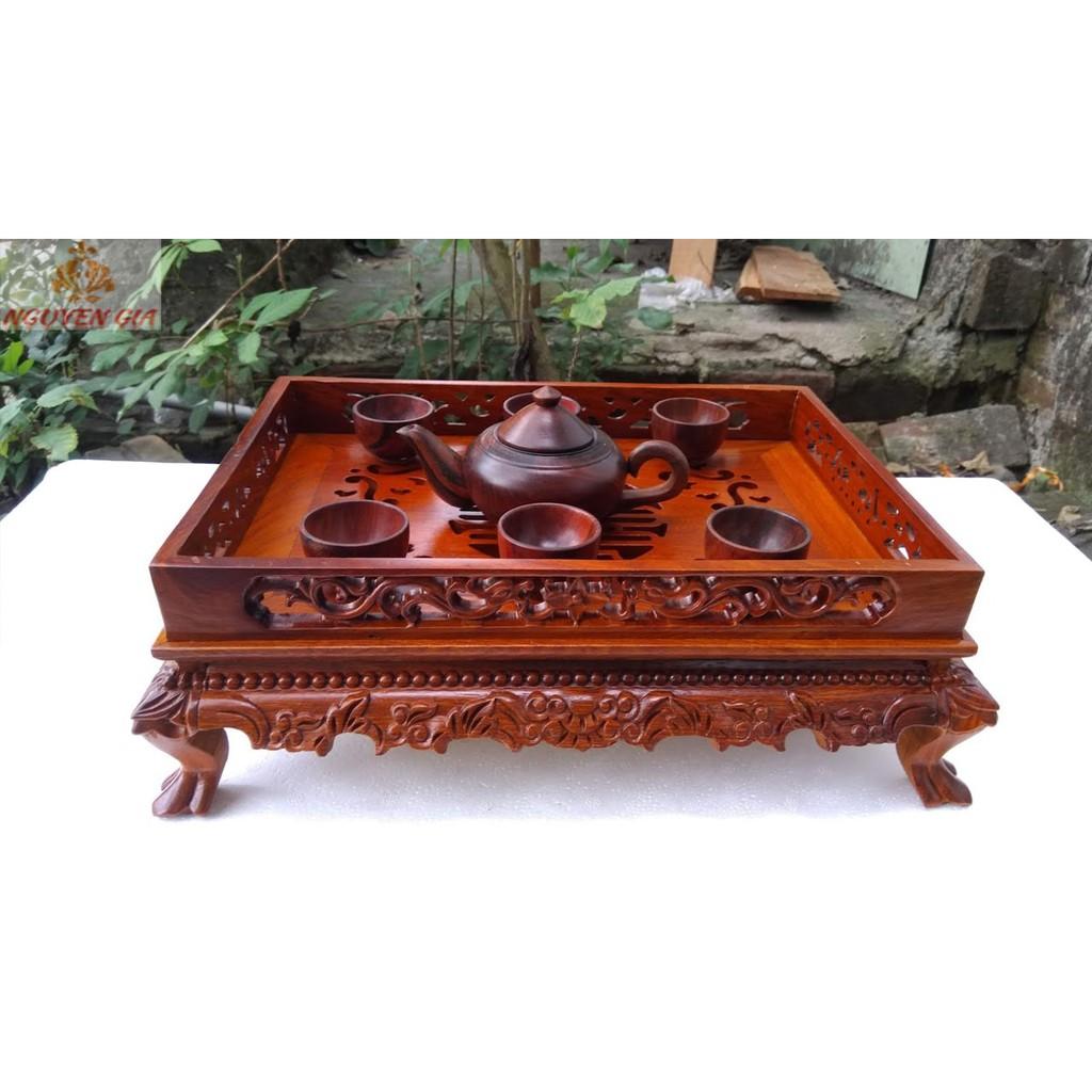 Khay trà chân quỳ gỗ hương