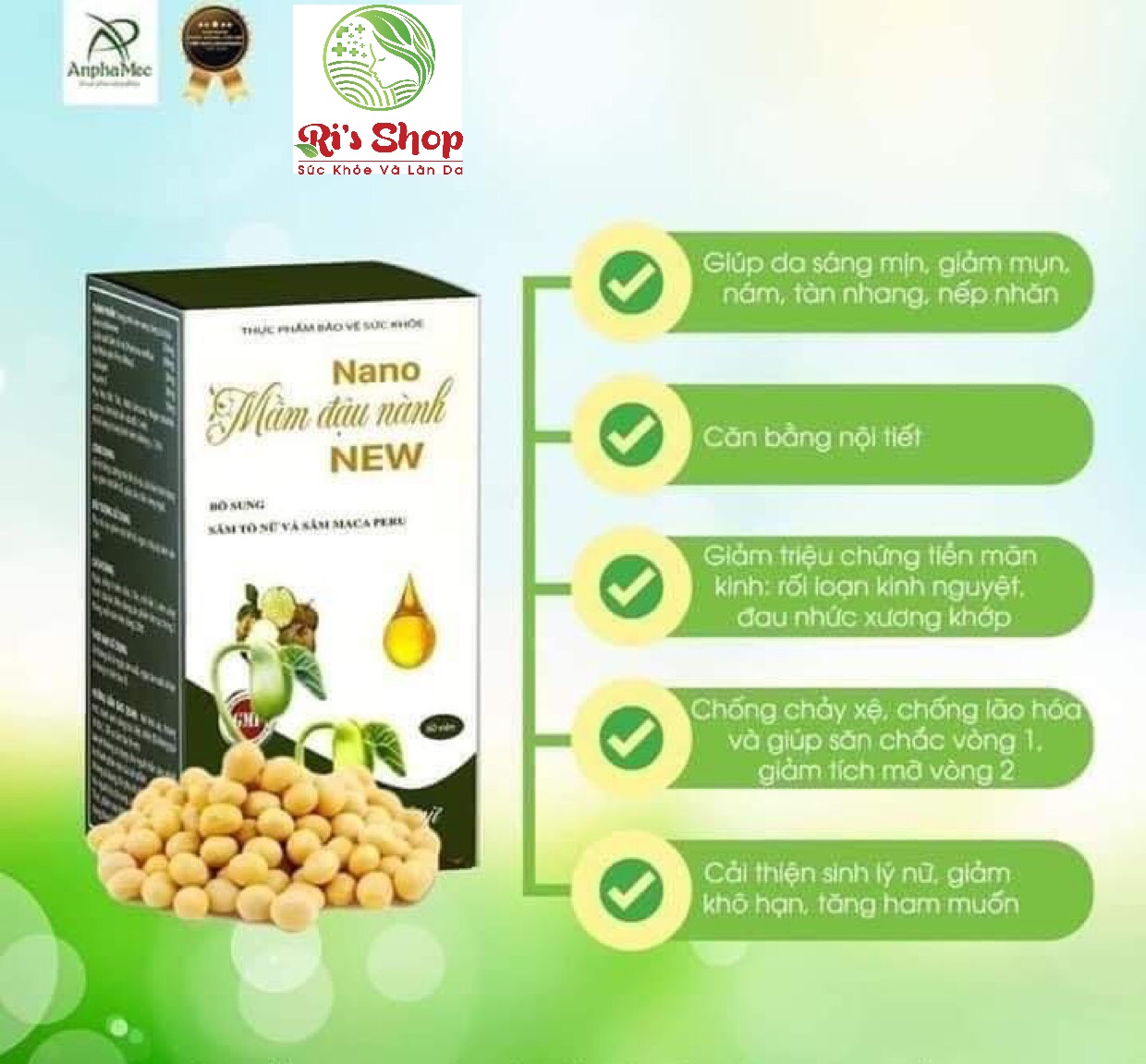 NANO MẦM ĐẬU NÀNH NEW ANPHAMEC - CÂN BẦNG NỘI TIẾT TỐ, CẢI THIỆN LÀN DA VÀ GIÚP CẢI THIỆN VÒNG 1