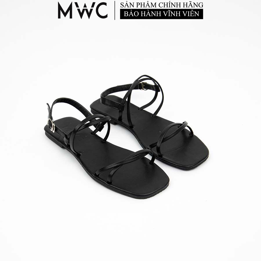 Giày Sandal Nữ Thời Trang MWC Đế Bệt Quai Ngang Ziczac Phong Cách Giản Dị Phóng Khoán Màu Đen NUSD- 2832