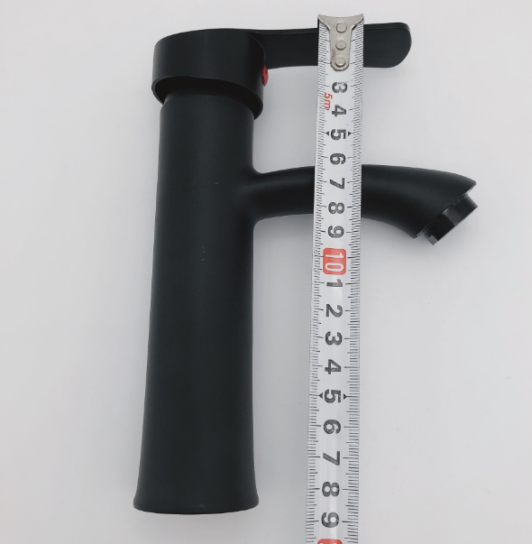 Vòi lavabo thấp nóng lạnh cao cấp màu đen Inox MS6