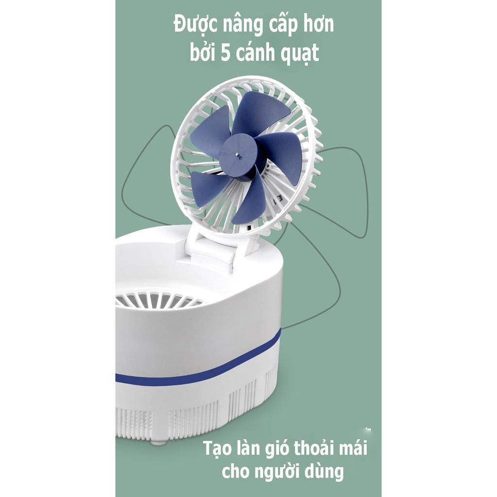 Quạt mini, quạt tích điện để bàn gấp gọn 3 trong1 NO.Q60 kiêm đèn ngủ, máy bắt muỗi tiện lợi