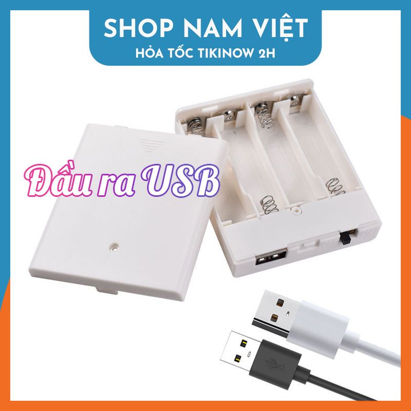 Hộp Pin AA Có Cổng USB