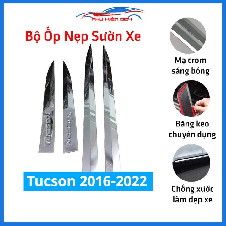 Bộ ốp nẹp sườn Tucson 2016-2017-2018-2019-2020-2021 mạ crom bản to trang trí làm đẹp xe