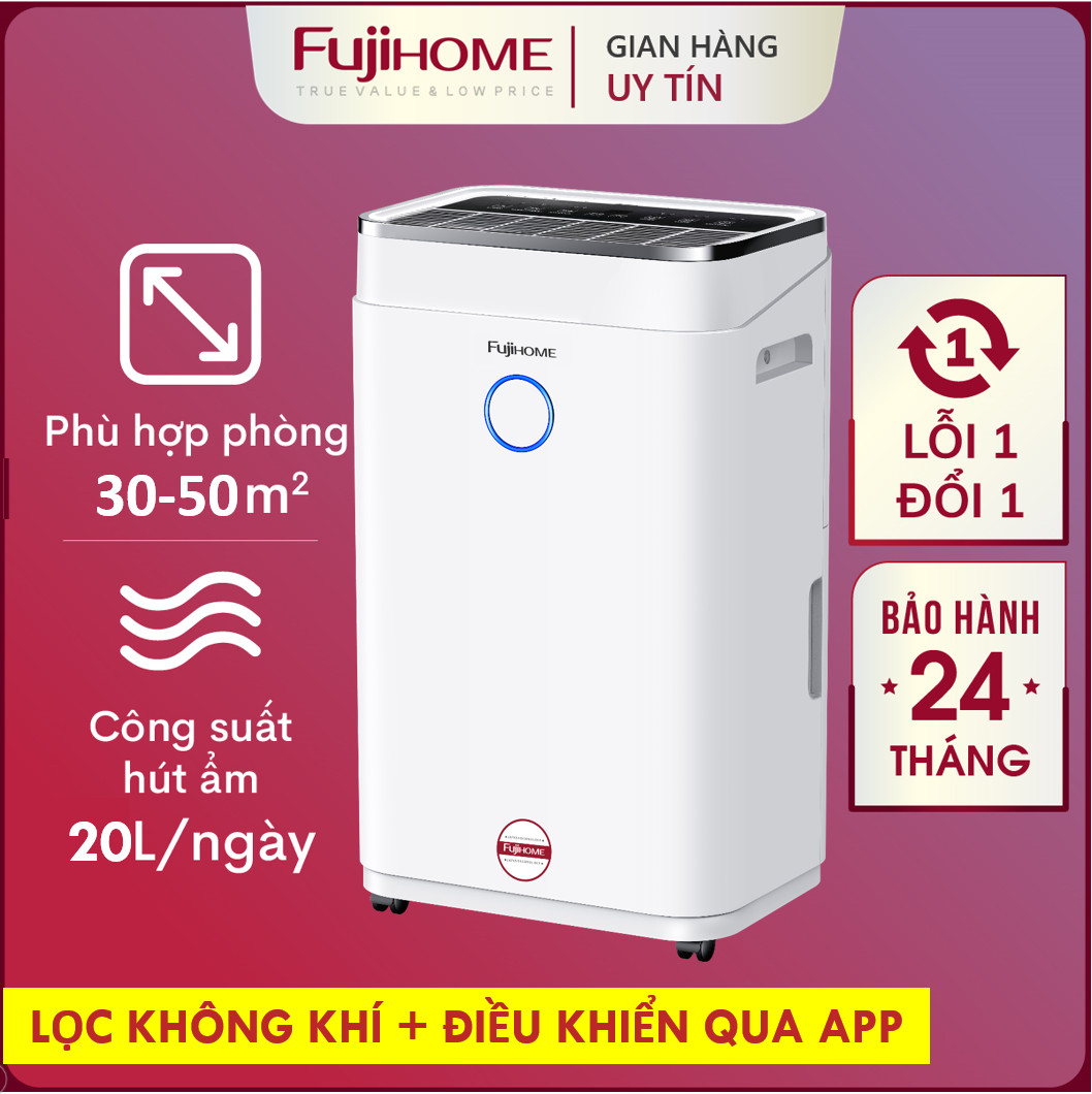 Máy hút ẩm lọc không khí 50m2 Nhập Khẩu Nhật Bản Fujihome, máy hút ẩm không khí gia dụng thông minh công suất lớn hiển thị độ ẩm mini dehumidifiers - Hàng Nhập Khẩu