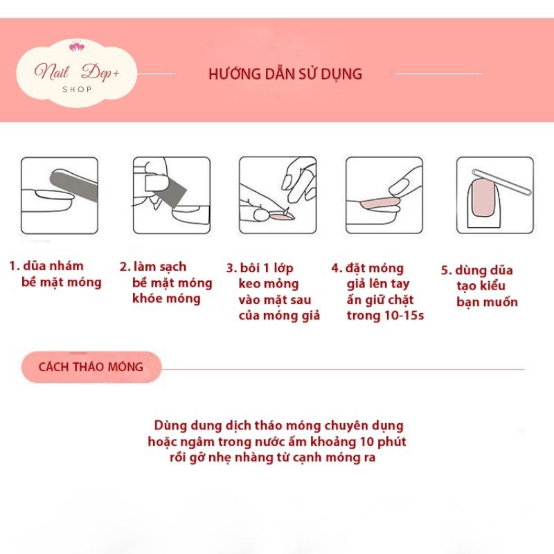 Set 24 móng tay giả , nail giả đính kim cương nhân tạo rất đẹp và sang chảnh ( kèm keo )