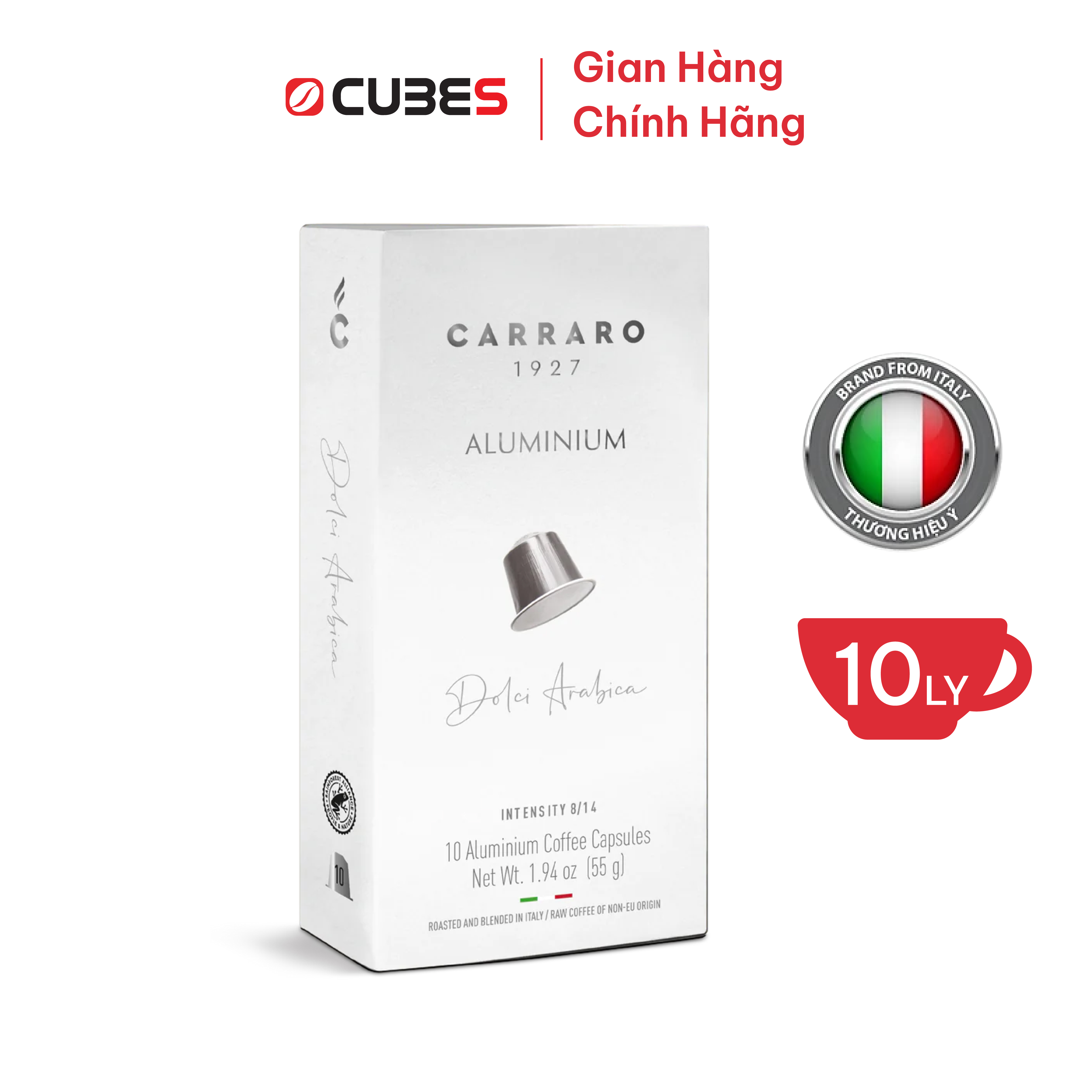 Combo 3 hộp Cà Phê Viên Nén Carraro Aluminum (Mới) - Tương thích với máy capsule Nespresso