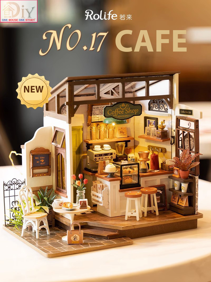 Nhà búp bê gỗ DIY Miniature Robotime Rolife | NO.17 CAFE DG162 tự lắp ghép - Quà tặng trang trí sáng tạo