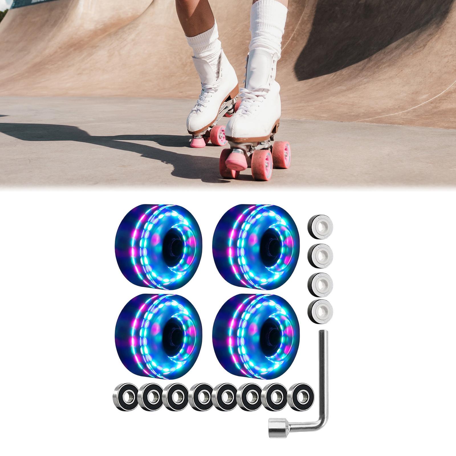 4Pcs Quad Roller Skate Wheels 32 x 58mm Light up Roller Skate Wheels for Outdoor