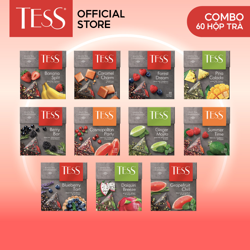 Combo 60 hộp trà Tess mix vị
