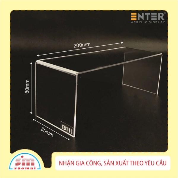 Kệ trưng bày mica 3 mặt uốn Enter TB111 200x80x80mm mica dày 2mm, Kệ livestream, Kệ mica chữ U trong suốt để đồ đa năng (20)