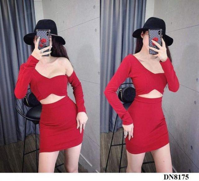 Đầm body hở eo lệch vai sexy