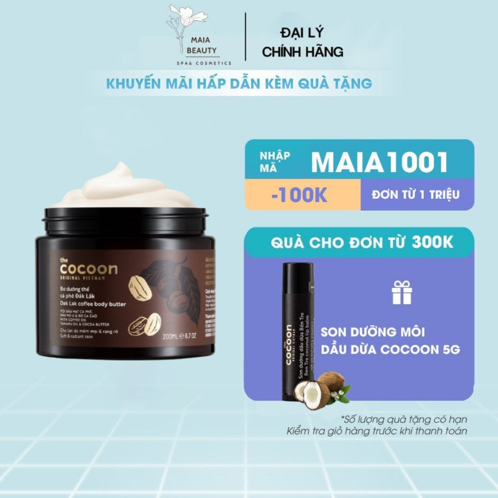 Bơ Dưỡng Thể Cà Phê Đắk Lắk Cocoon 200ml