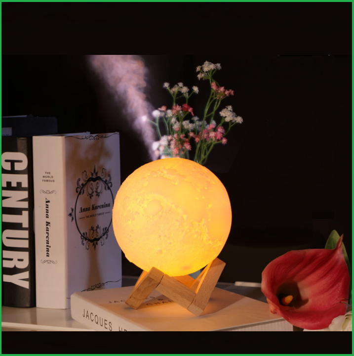 Đèn ngủ mặt trăng BENZ xông tinh dầu, phun sương tạo ẩm phòng ngủ có 3 chế độ màu sắc phiên bản PREMIUM fullbox tặng đế gỗ
