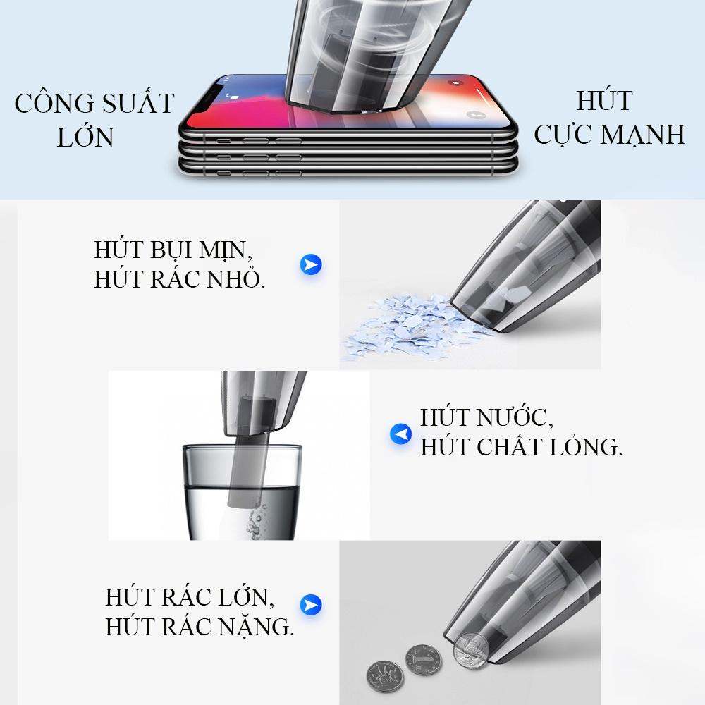Máy hút bụi ô tô kiêm bơm lốp xe đa năng 4 trong 1, máy hút bụi gia đình cầm tay đa năng tiện lợi 2 phiên bản có dây và không dây.