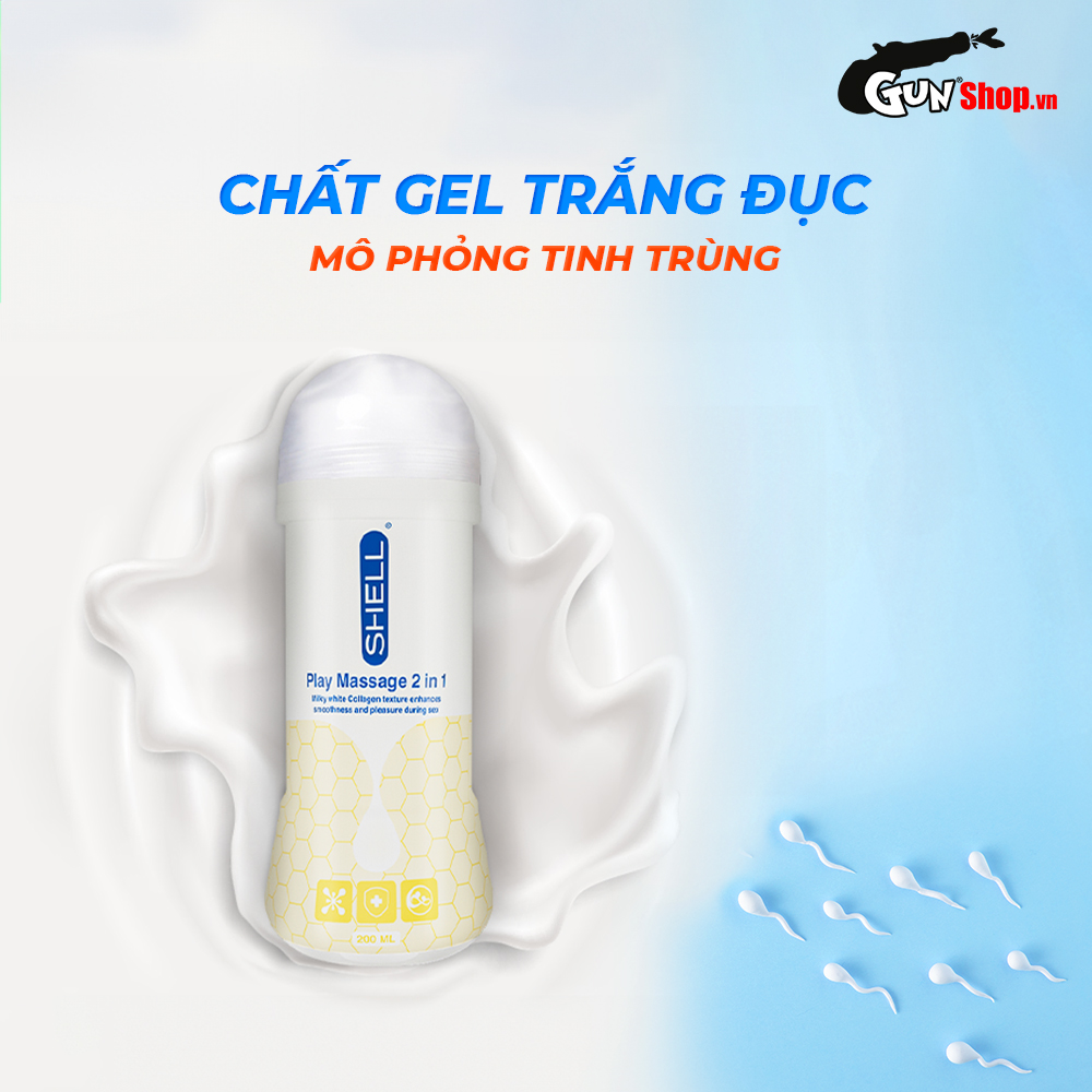 Gel bôi trơn Shell Play Massage 2 in 1 Collagen - Chai 200ml