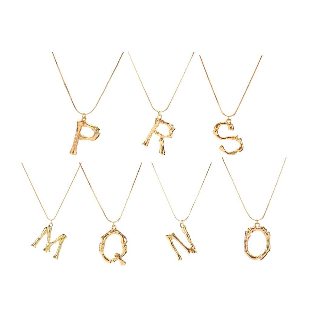 Gold Alphabet M-S Letter Pendant Necklace Snake Chain Necklace