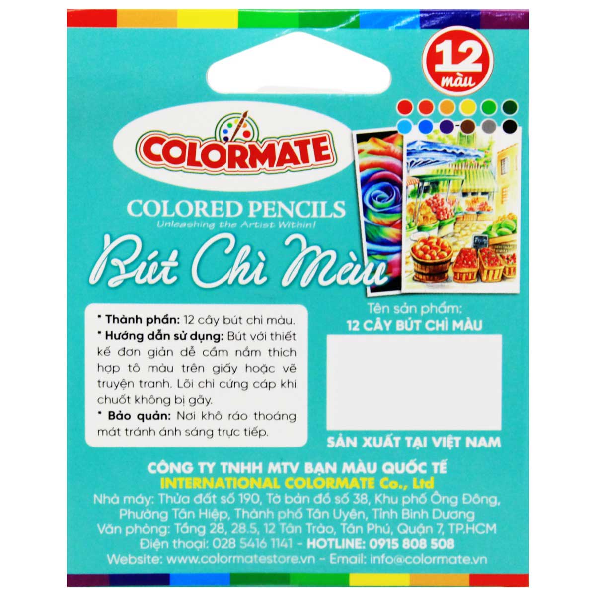 Colormate - Hộp Giấy 12 Cây Bút Chì Màu Ngắn