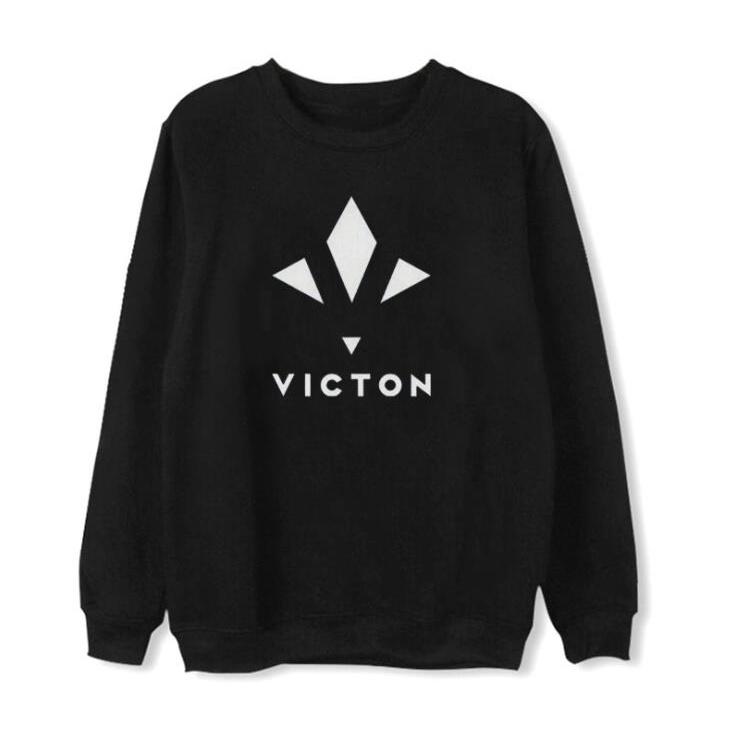 Thời Trang Hàn Quốc Mới K Pop Victon In Logo Ô Cổ Tim Khoác Hoodie Kpop Unisex Trang/Mỏng Rời Người Yêu Áo áo Thun