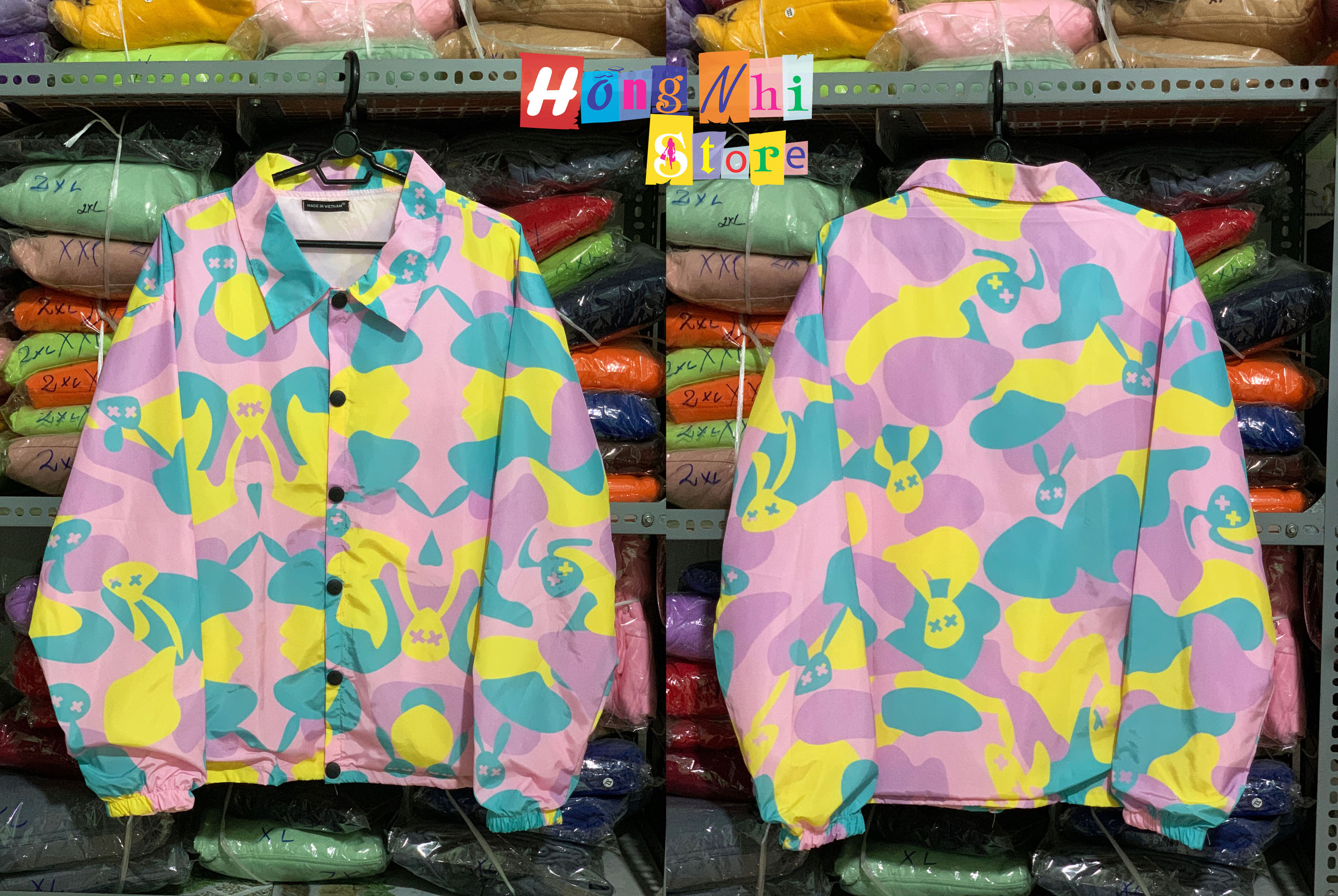 Áo Khoác Dù 3D Nút Bóp Dáng Rộng Unisex - Khoác Dù In Hình Mickey Nút Gài Dây Rút Dáng Dài - MM