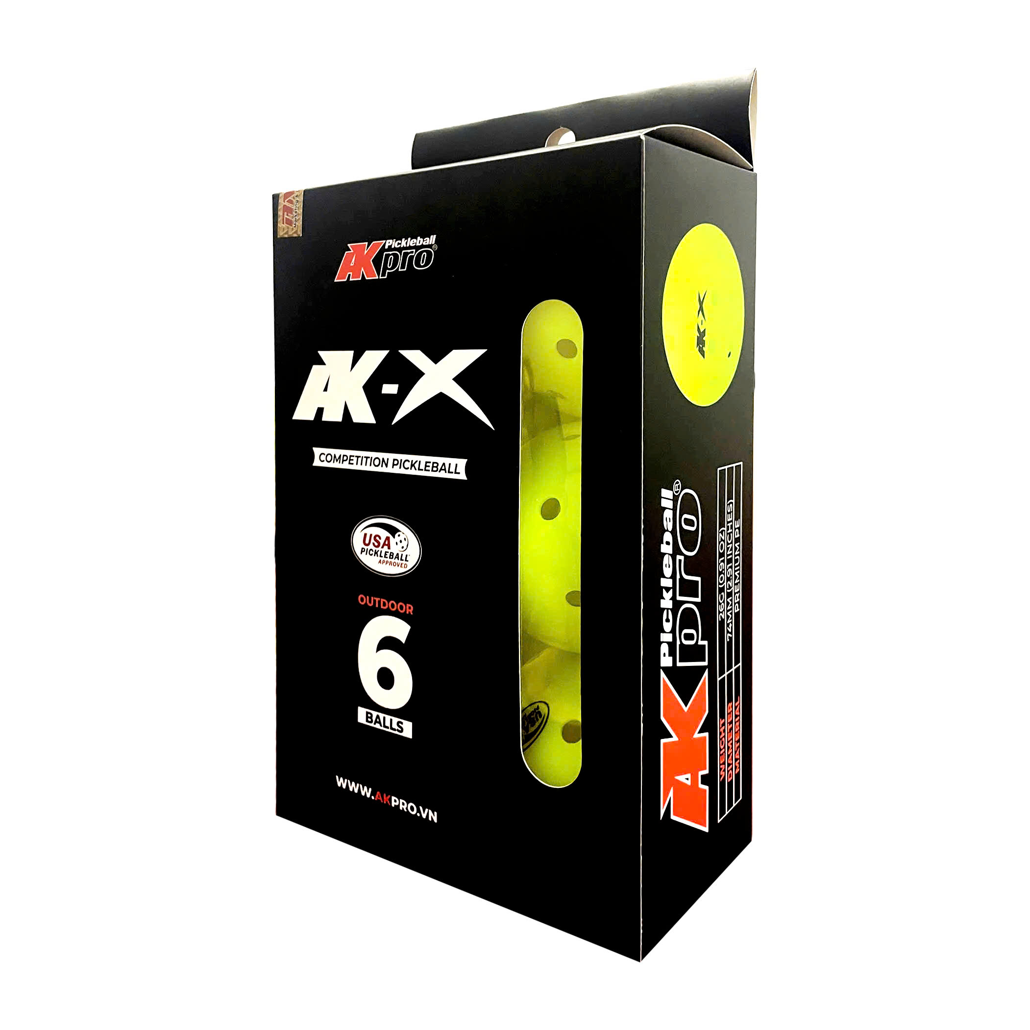 Hộp 6 bóng Pickleball AK-X - Tiêu chuẩn USAP