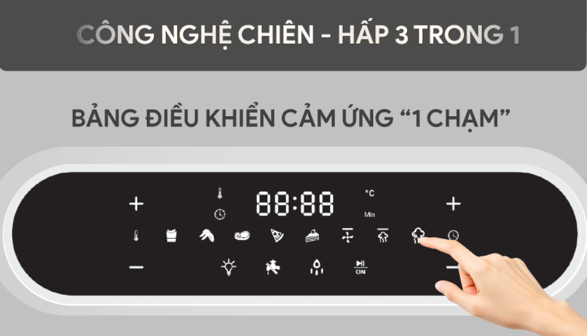 Nồi Chiên Không Dầu Kết Hợp Hấp BlueStone AFB-5895 - Dung Tích 24 Lít - Công Suất Chiên 1650W, Hấp 985W - Bảo hành 2 năm - Hàng chính hãng