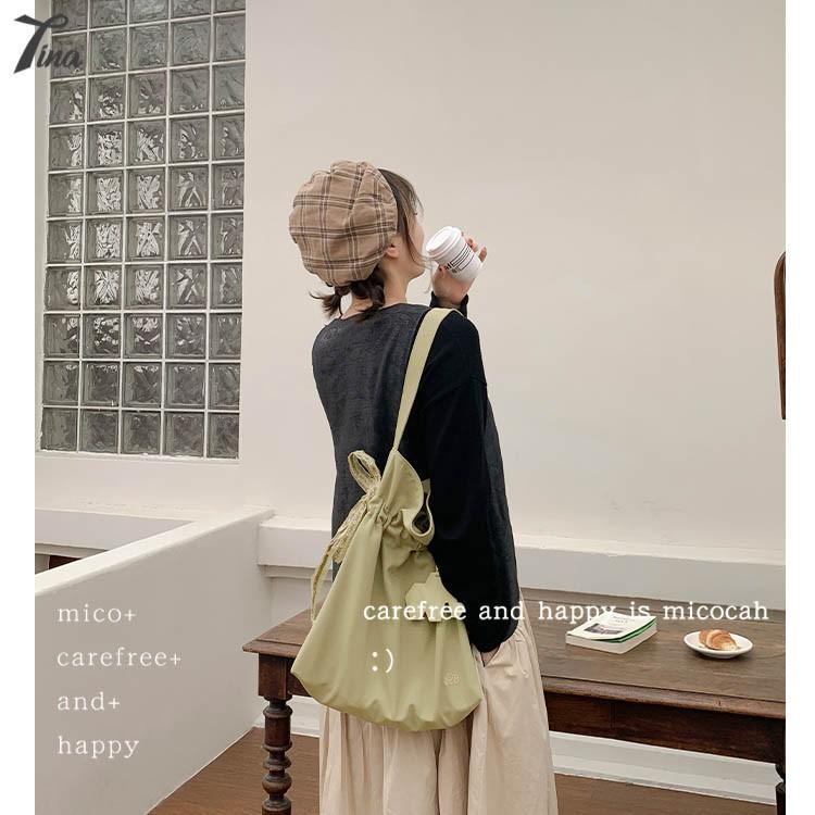 Túi tote đeo vai Micocah 2021 thiết kế dây rút, vải thêu hoa (FSF518) (M428)