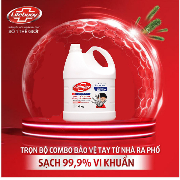 Combo 3 Can Nước Rửa Tay Lifebuoy Bảo Vệ Vượt Trội 10 - 4kg x3