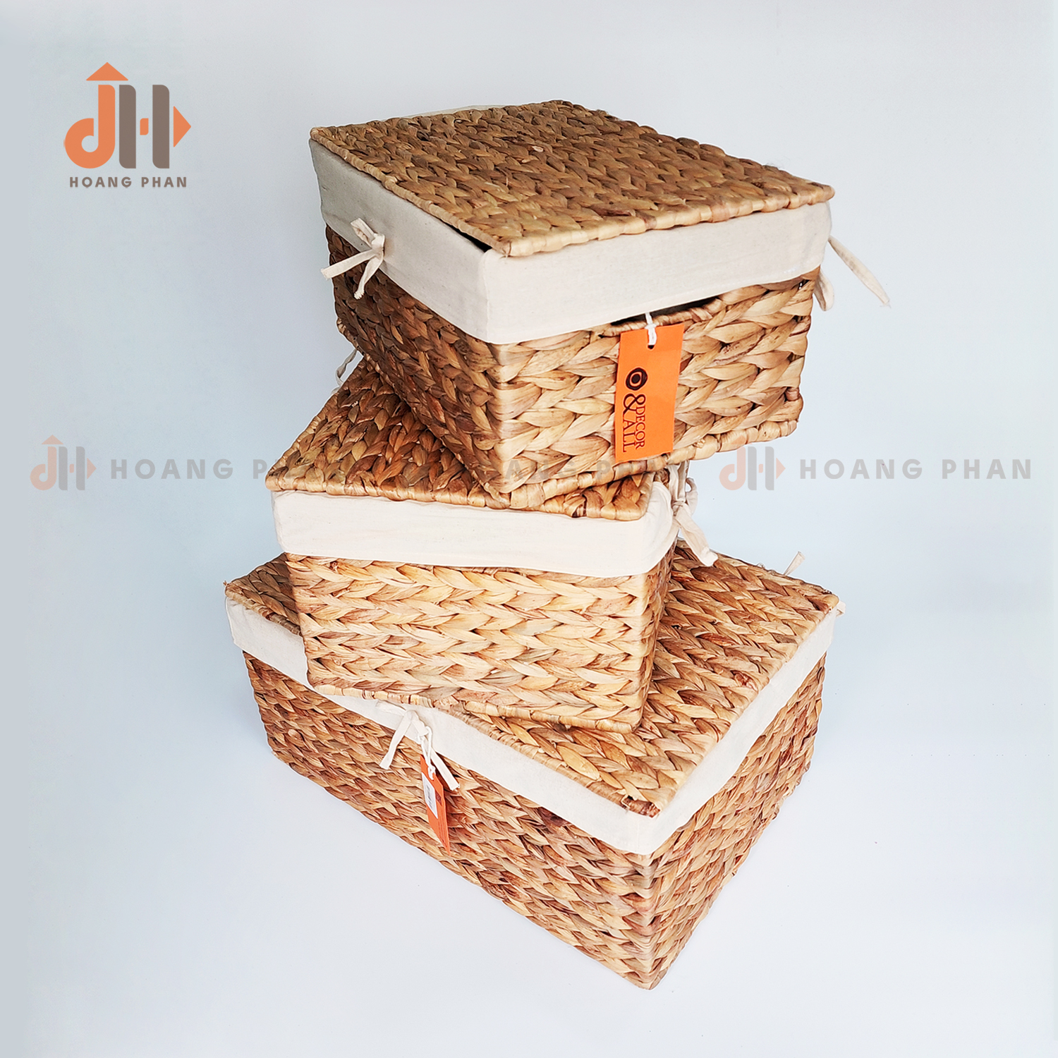 Giỏ Lục Bình Đan Xương Cá Có Nắp