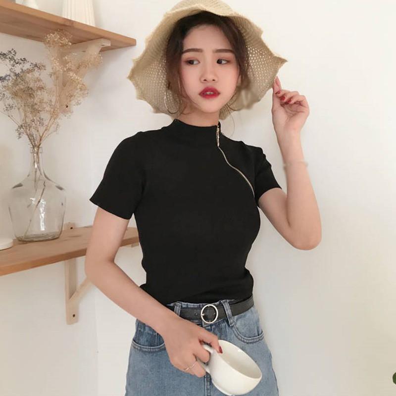 Áo Thun Ngắn Tay Kẻ Sọc Thời Trang Hàn Quốc Cho Nữ