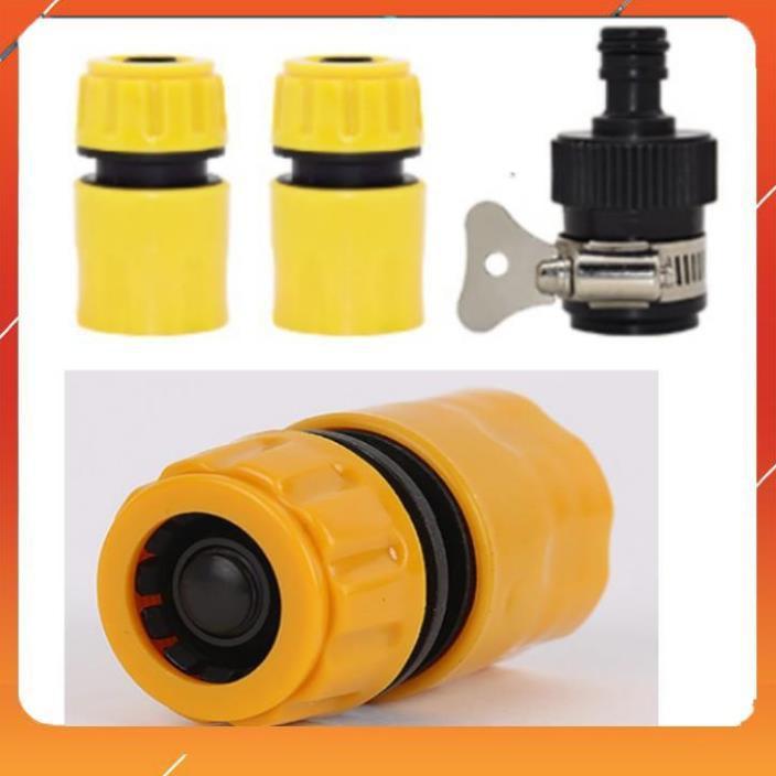 Vòi Xịt️Evoucher Bộ dây vòi xịt nước rửa xe, tưới cây , tăng áp 3 lần, loại 15m 206622-5 cút sập, nối đen