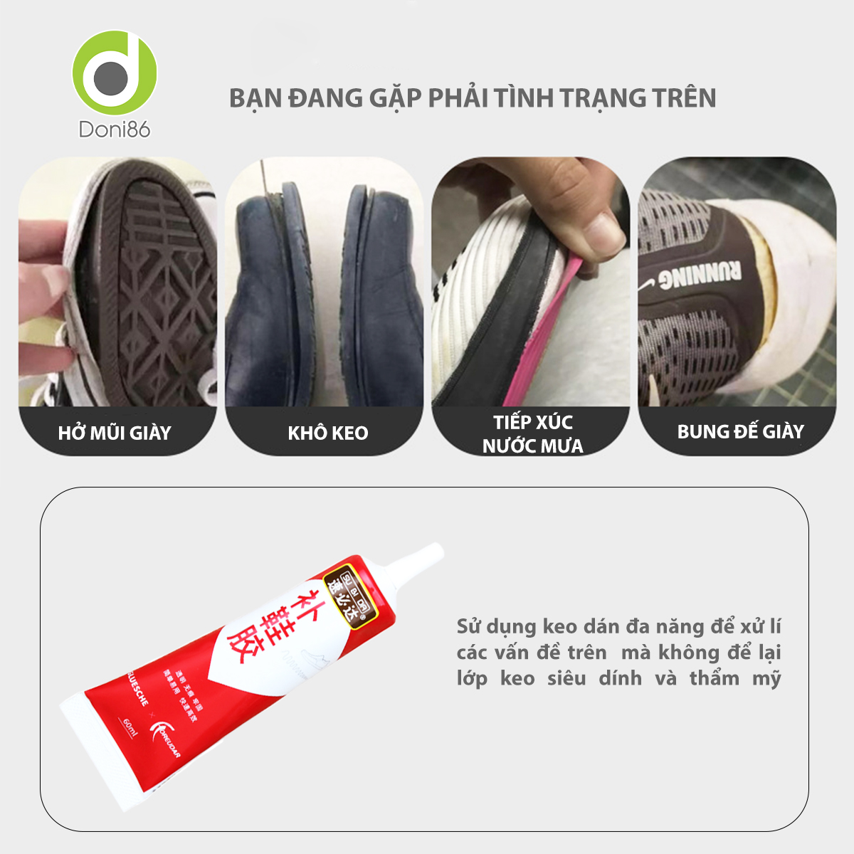 Keo dán giày mùi hương dễ chịu, an toàn cho da tay, sức khỏe, chất keo bền chặt - Doni - DOPK356