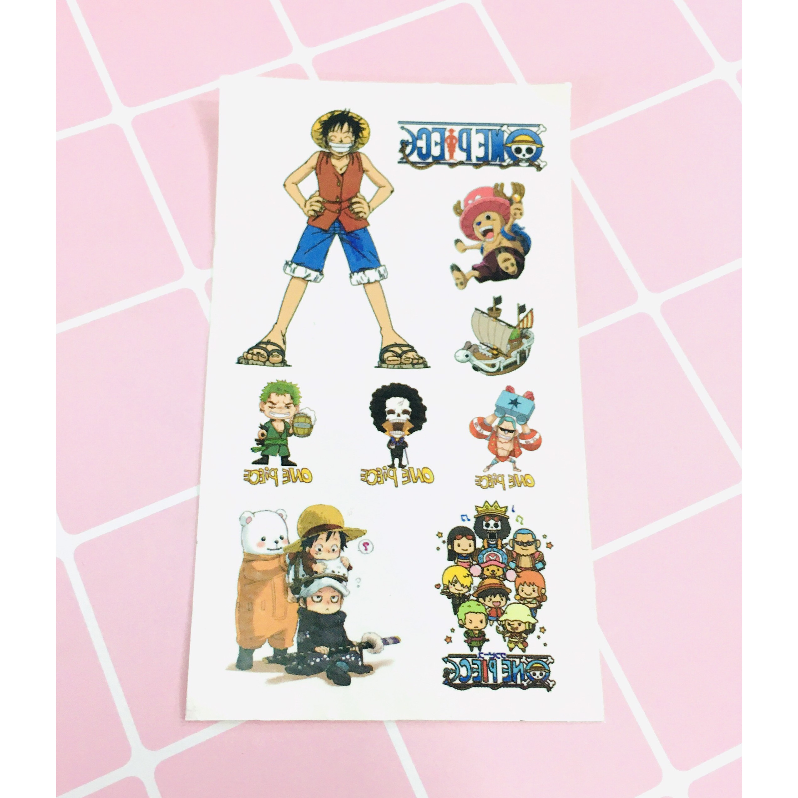 Set 5 Bảng hình xăm One Piece Sticker Tattoo